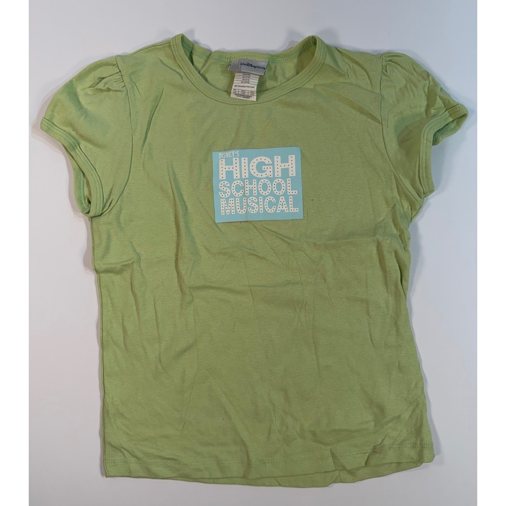 Disney High School Musical Girls Shirt Lime Green Puff Sleeve Graphic Tee 14/16